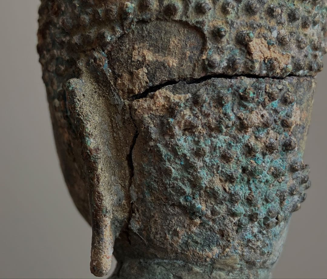 【抜群の表情 タイ青銅古仏】アユタヤ王朝初期〜中期14〜15世紀頃 骨董仏教美術