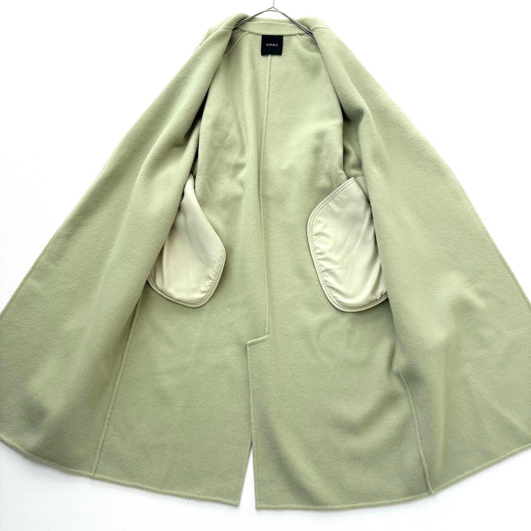 1089y 美品 ノーク ロングウールチェスターコート ライトグリーン M