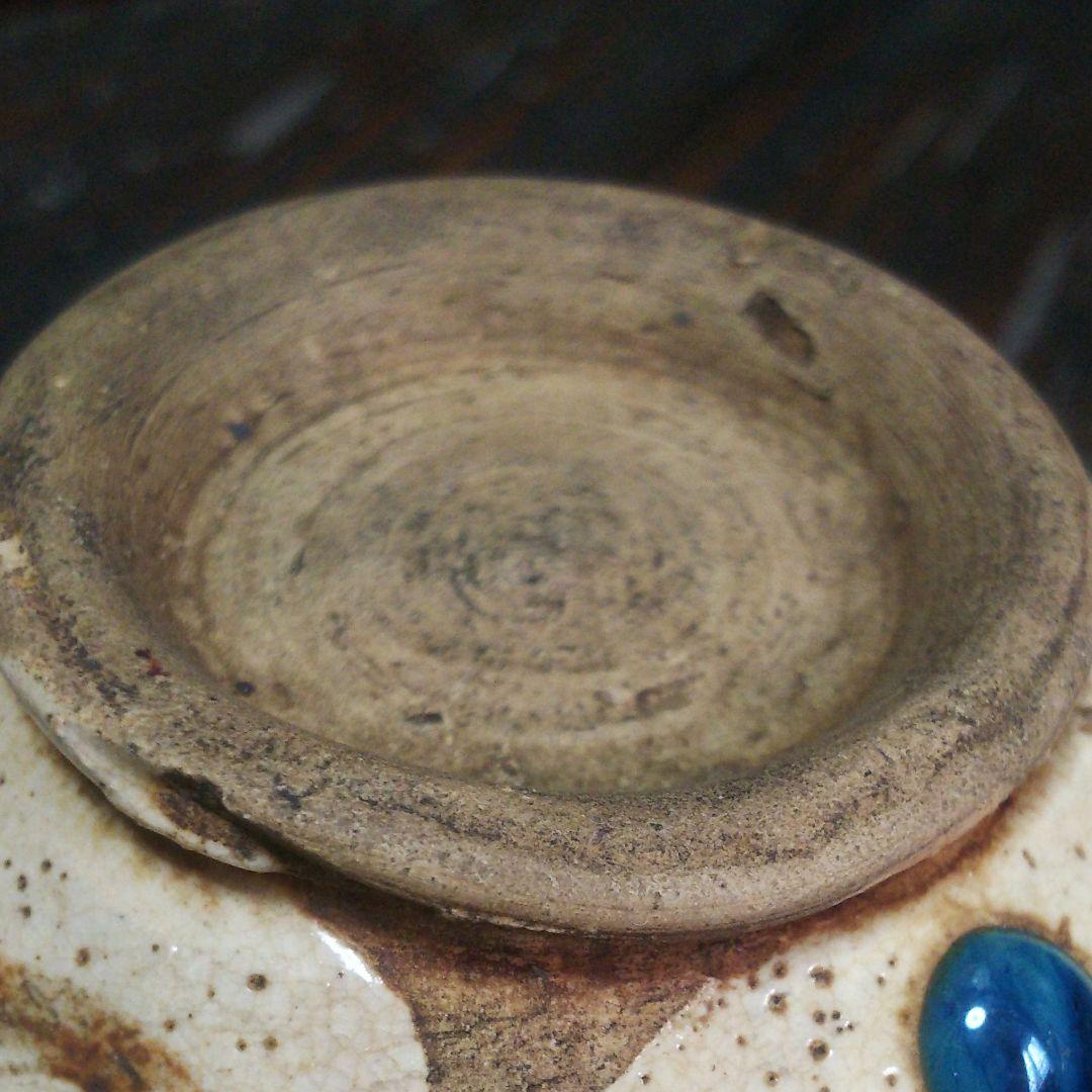 古織部水車文茶碗【桃山～江戸初期】