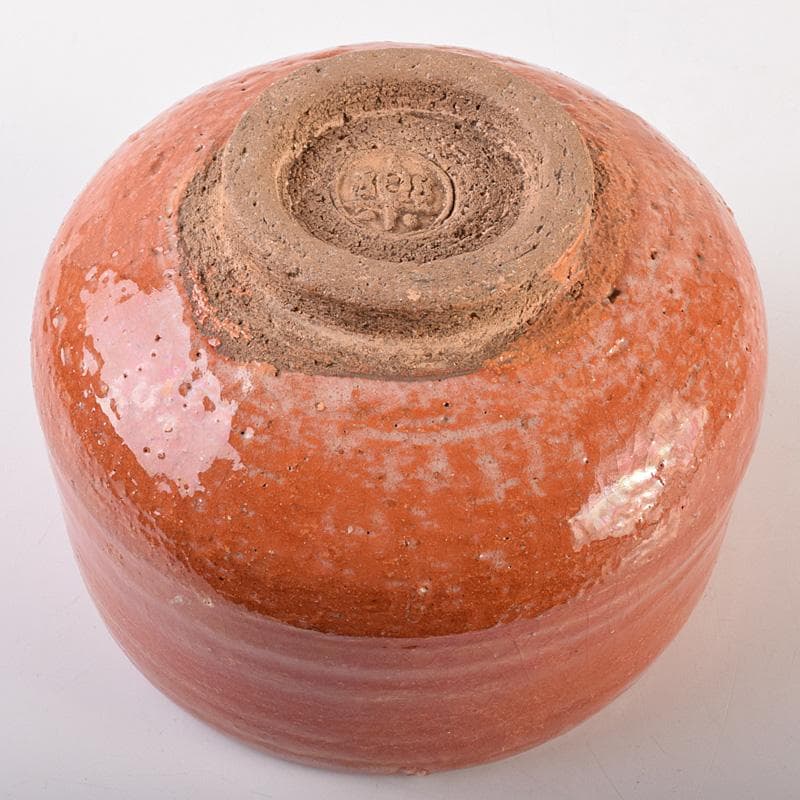 茶道具　楽吉左衛門　赤楽茶碗　時代箱付　V　R7596