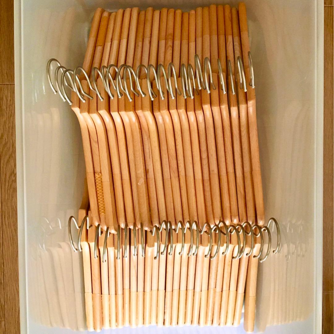 希少 天然木 木製 ウッドハンガー 44点セット