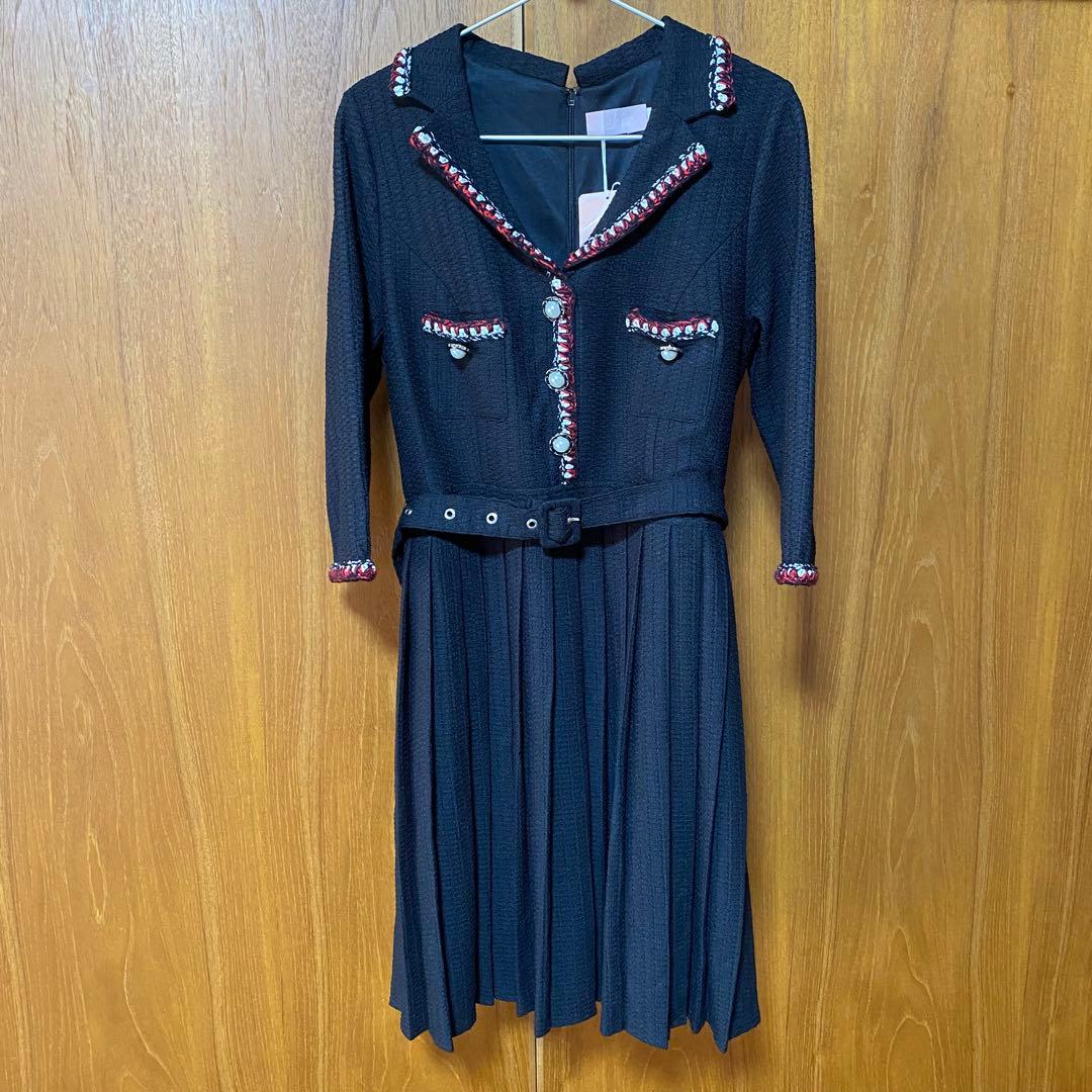 SOBRE ソブレ プリーツブレードワンピース キャバドレス　XL ラウンジ　黒