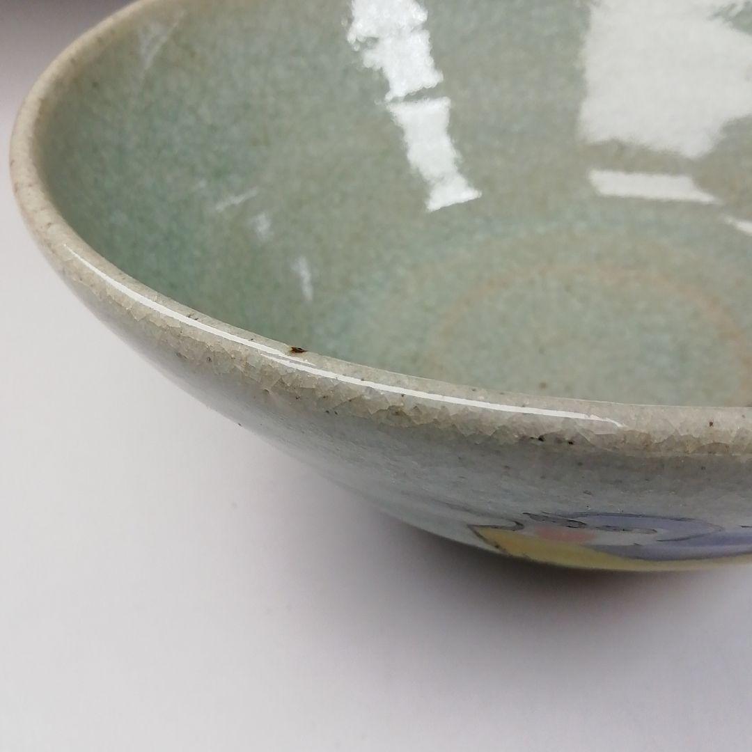 Ｔ１４１　茶碗　『渋草焼』『花鳥』『渋草柳三』　共箱　抹茶碗　茶道具