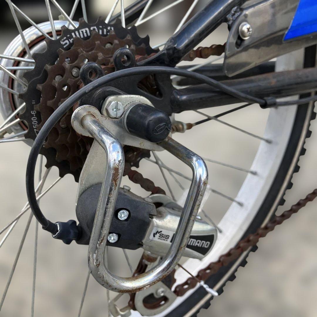 ジュニア自転車 20インチ シマノ6段変速 カゴ付き 青 手渡し 大阪茨木