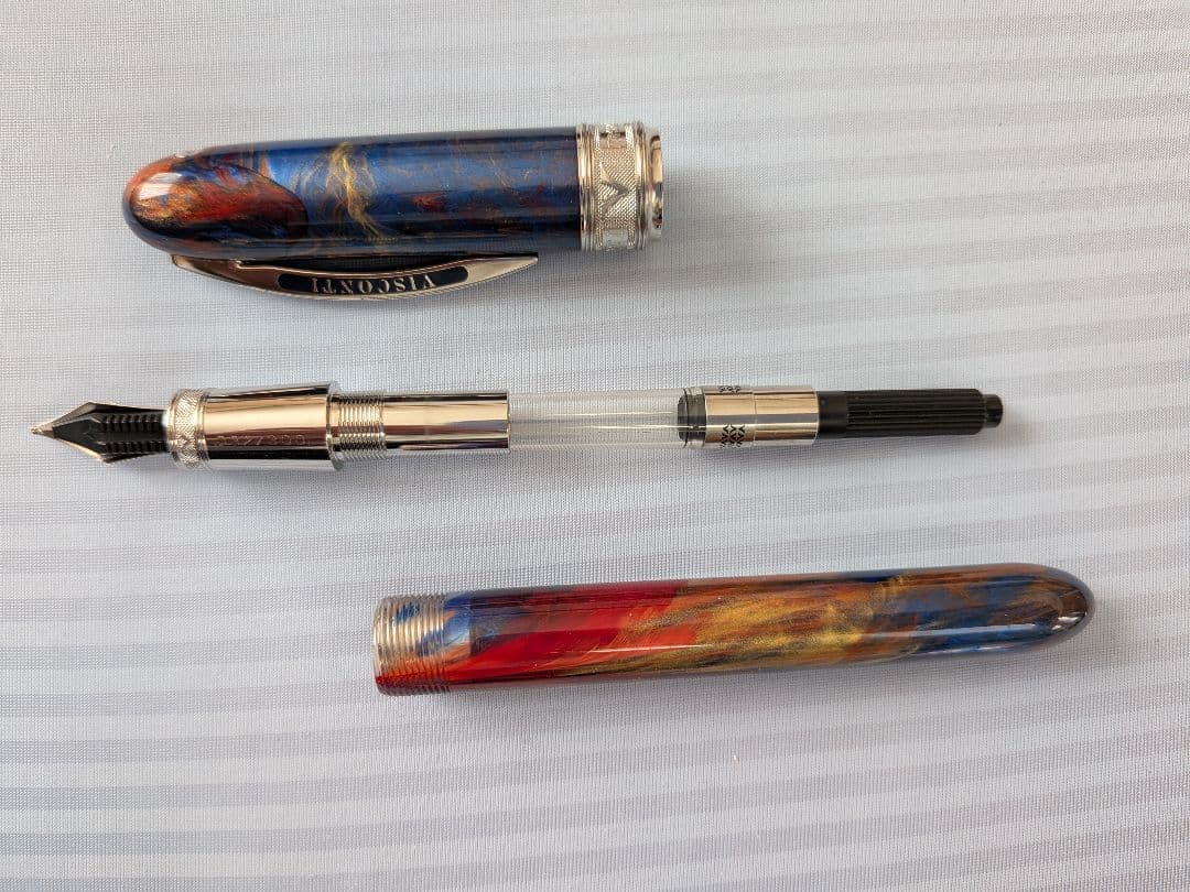 Visconti万年筆ヴァンゴッホVangogh.青赤マーブル模様14K白金