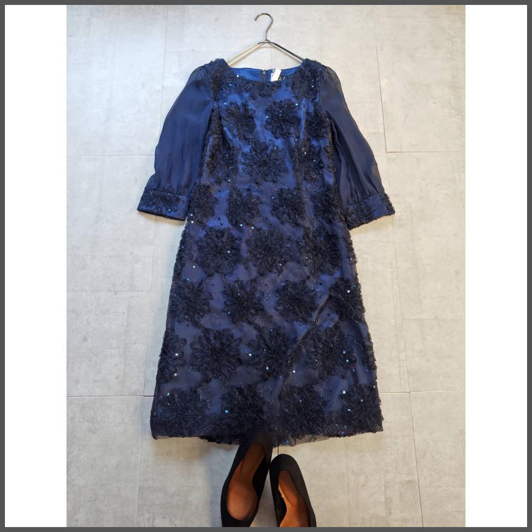 Igin カラーフォーマルドレス パーティ ワンピース 花リボン シアー