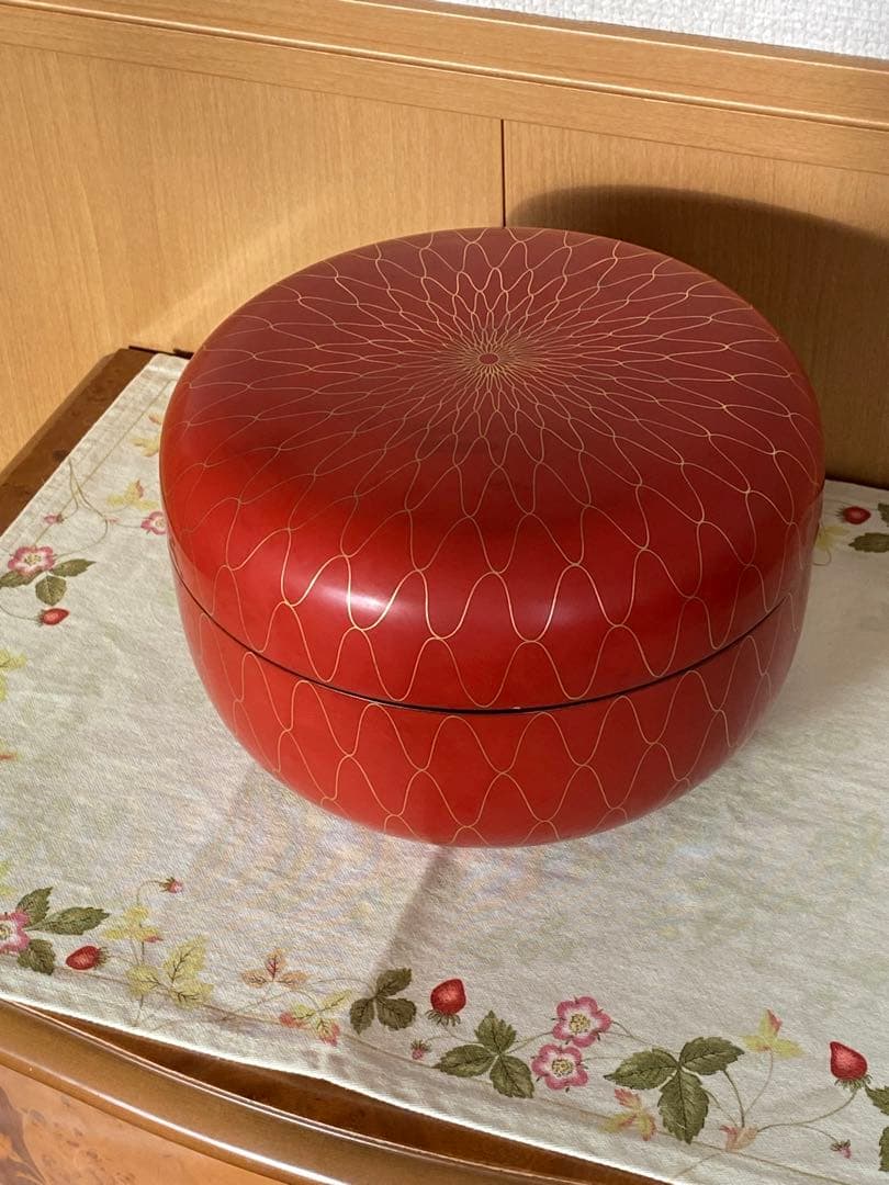 ¥13,900からお値下げ中　 茶道具　朱網目喰籠　菓子器