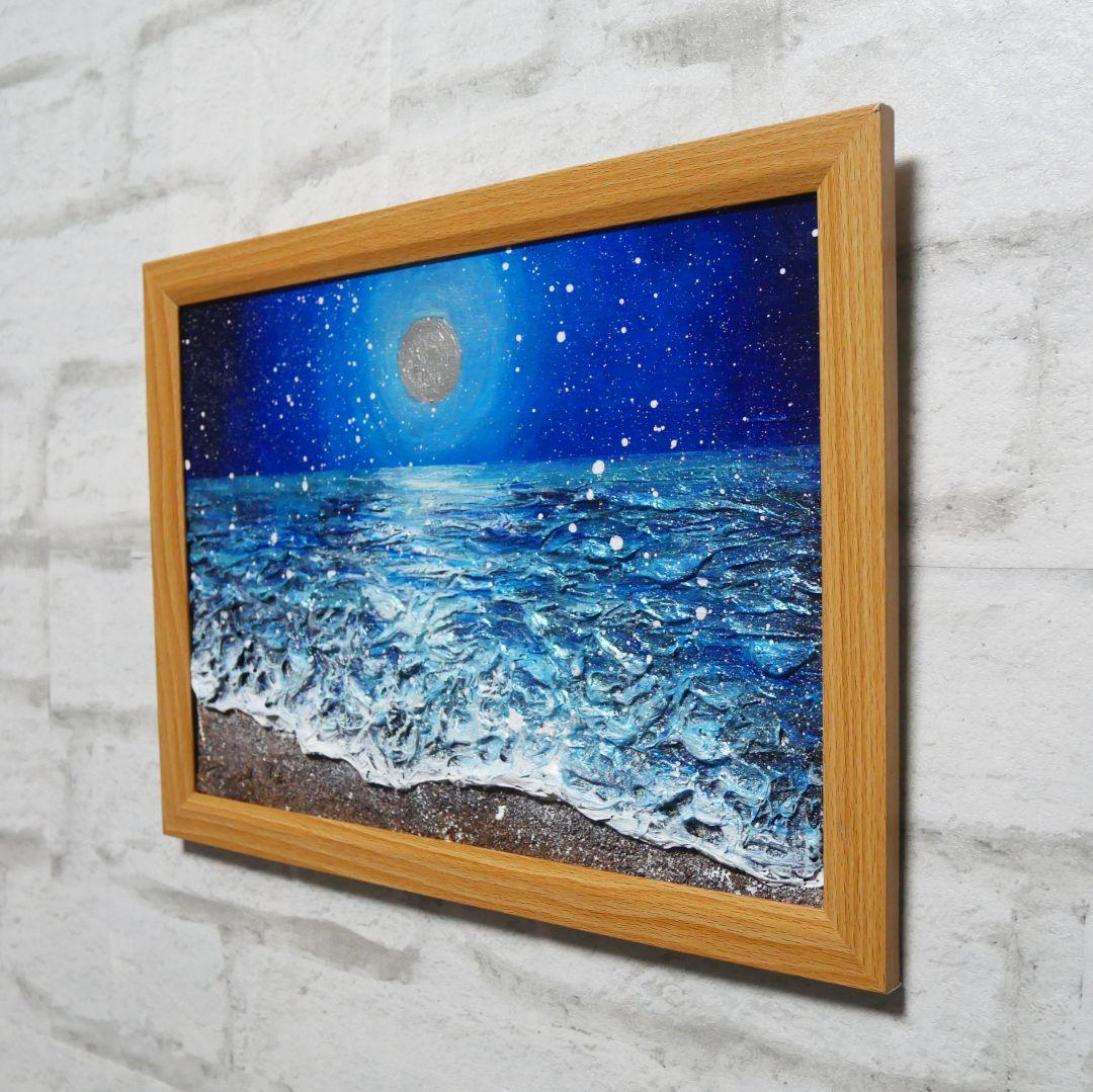 油絵 油彩 油彩画 絵 絵画【海雪の満月】