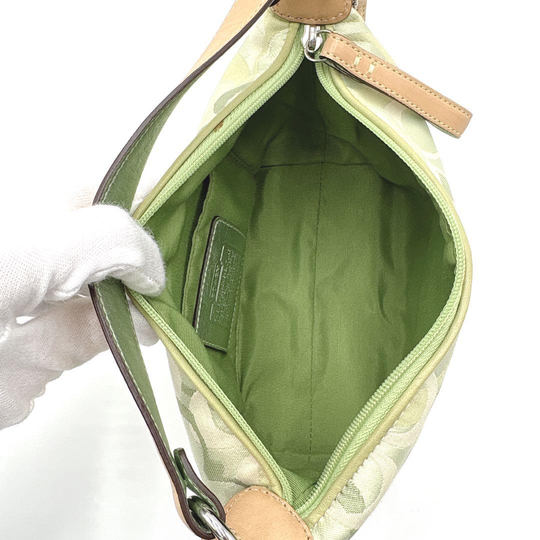 【美品】COACH コーチ シグネチャー アクセサリーポーチ 6561 グリーン