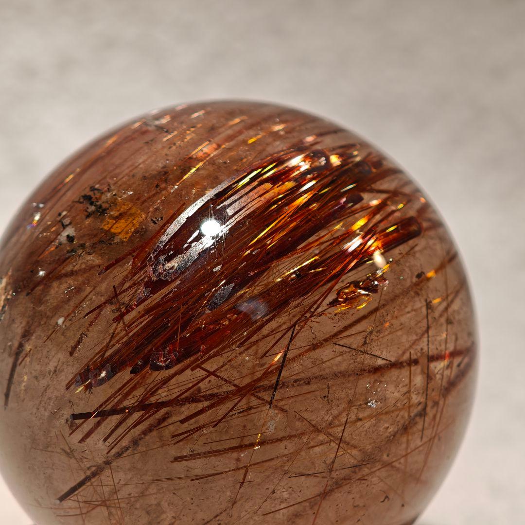 【51mm】ゴールドルチルクォーツ スフィア 丸玉 天然石 金針