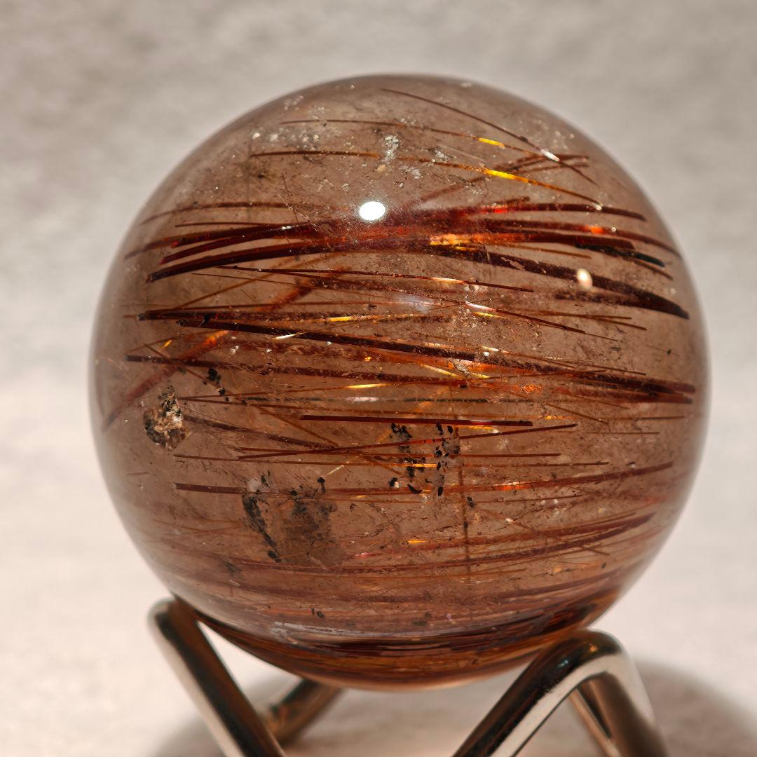 【51mm】ゴールドルチルクォーツ スフィア 丸玉 天然石 金針