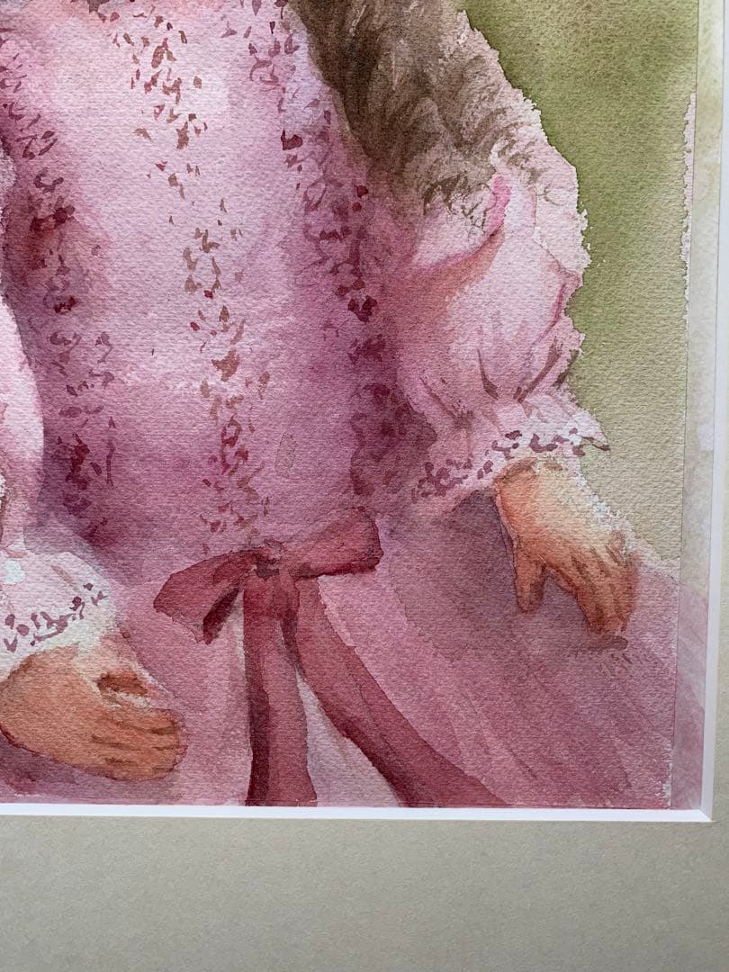 透明水彩画原画アンティークビスクドール②