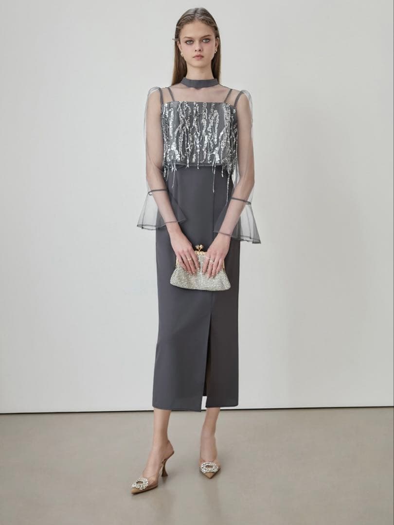 2WAYスパンコールビスチェチュールIラインワンピースドレス結婚式二次会成人式