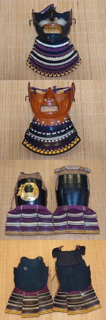 ★送料無料☆紫白糸威大袖黒二枚胴具足☆等身大鎧一領☆甲冑★