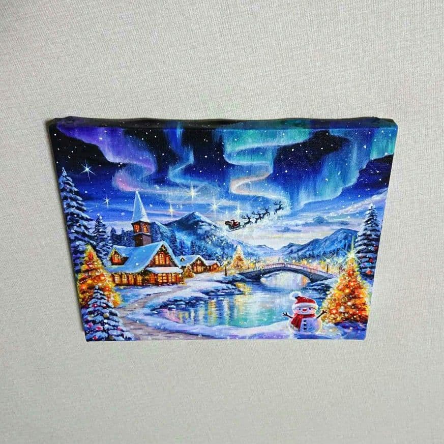 ♡*)様 【オーロラの夜】アクリル画 F3 風景画 絵画