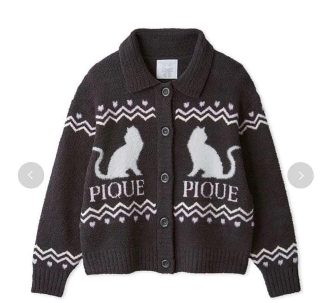 PIQUE ダークグレー 猫デザイン ルームウェア F