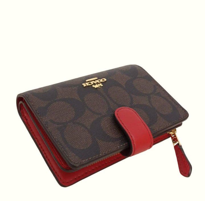 新品未使用コーチ二つ折り財布ブラウンシグネチャーL字レディースメンズ送料無料