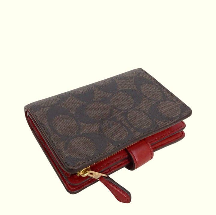 新品未使用コーチ二つ折り財布ブラウンシグネチャーL字レディースメンズ送料無料