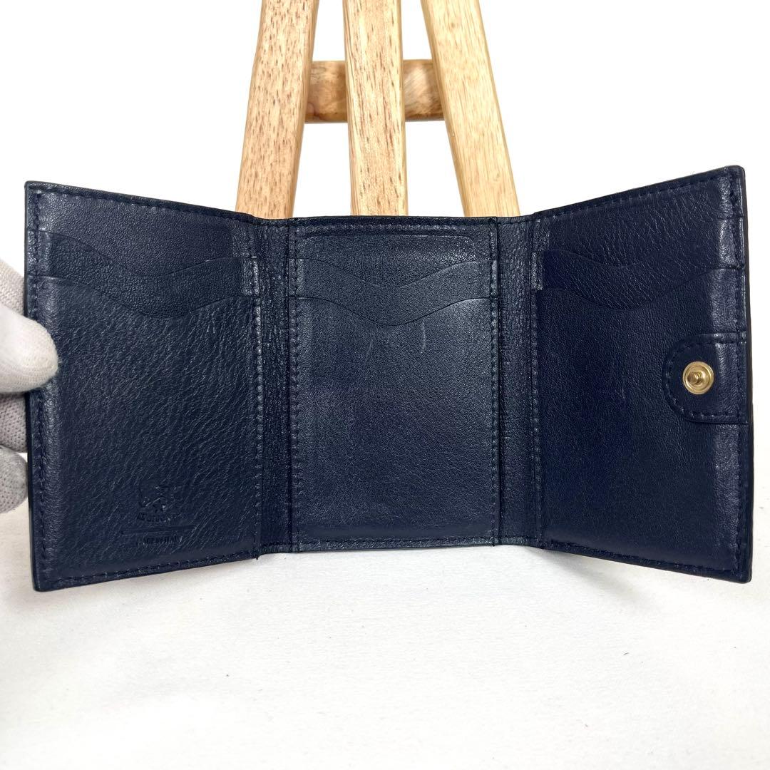 イルビゾンテ　三つ折り財布　トリフォルド　ミニ財布　ロゴ型押し　ゴールド金具