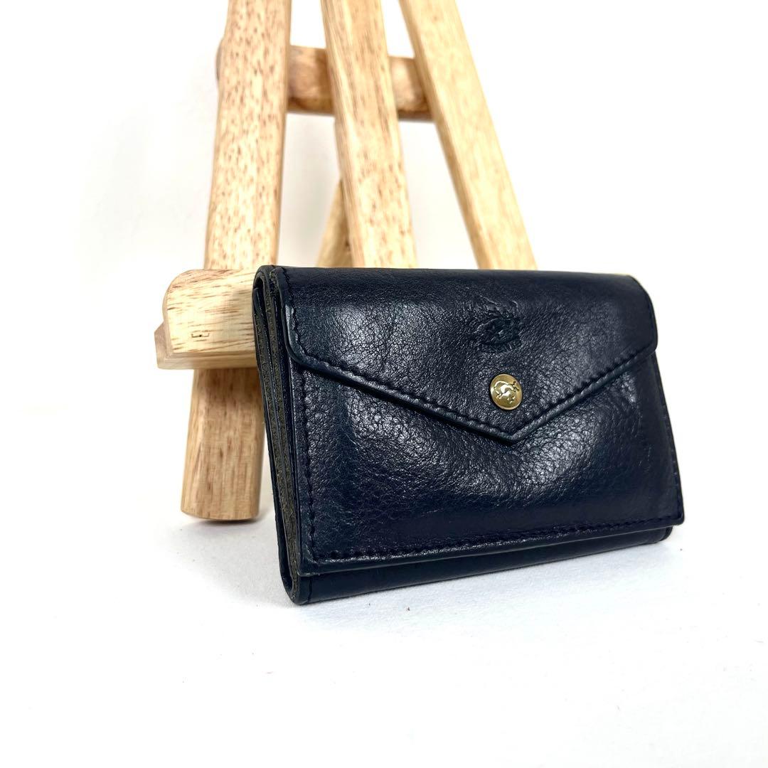 イルビゾンテ　三つ折り財布　トリフォルド　ミニ財布　ロゴ型押し　ゴールド金具