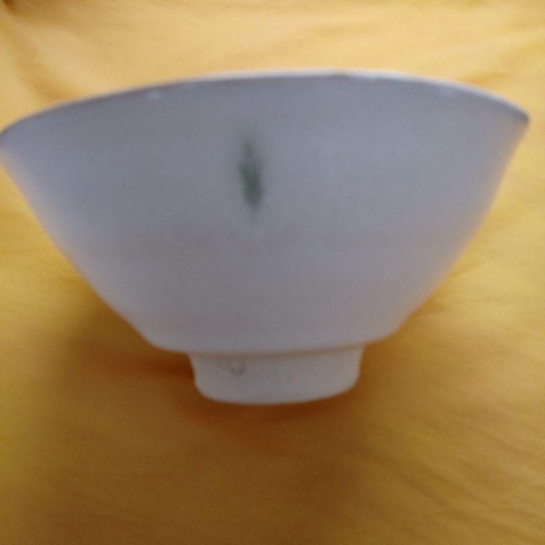 美品　清水保孝　白釉緑彩　茶碗 共箱付き