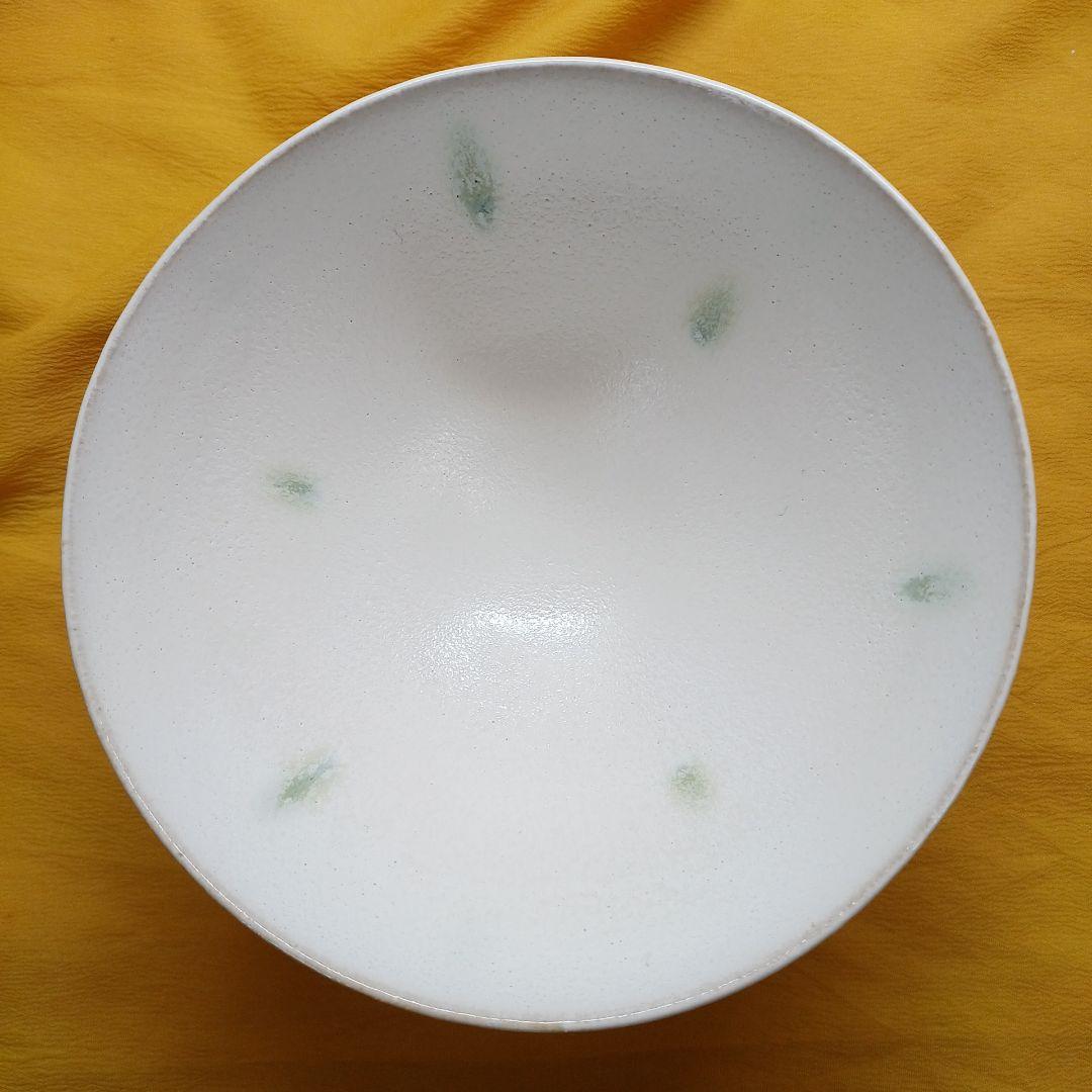 美品　清水保孝　白釉緑彩　茶碗 共箱付き