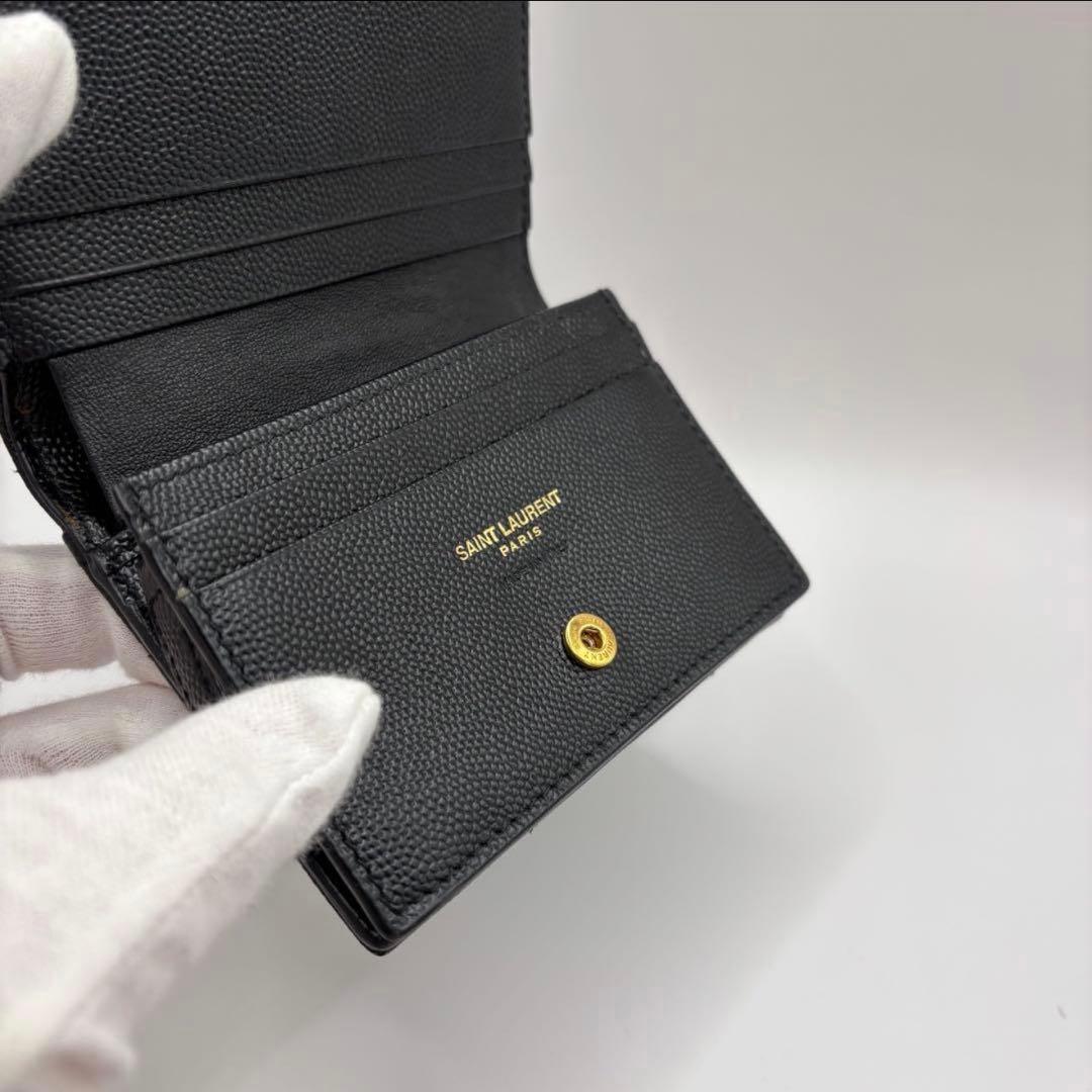 YSL サンローラン 二つ折り 財布 カサンドラ ブラック キルティング