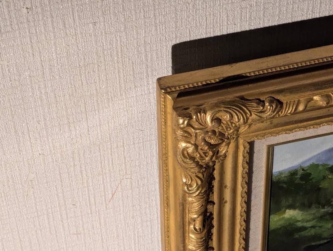 【真作】絵画　油彩3号　毘沙門沼　優美な風景画　自然の息吹　V183