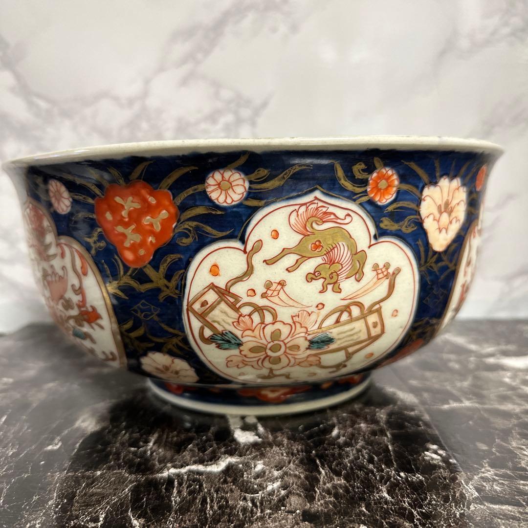 江戸、元禄古伊万里、瑠璃錦手、大深鉢。無傷。！箱付き、