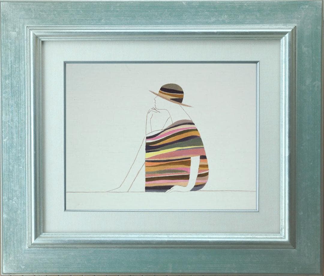 油絵 菅家令子 絵 絵画 インテリア 額付(白) F3-041214 人物 女性