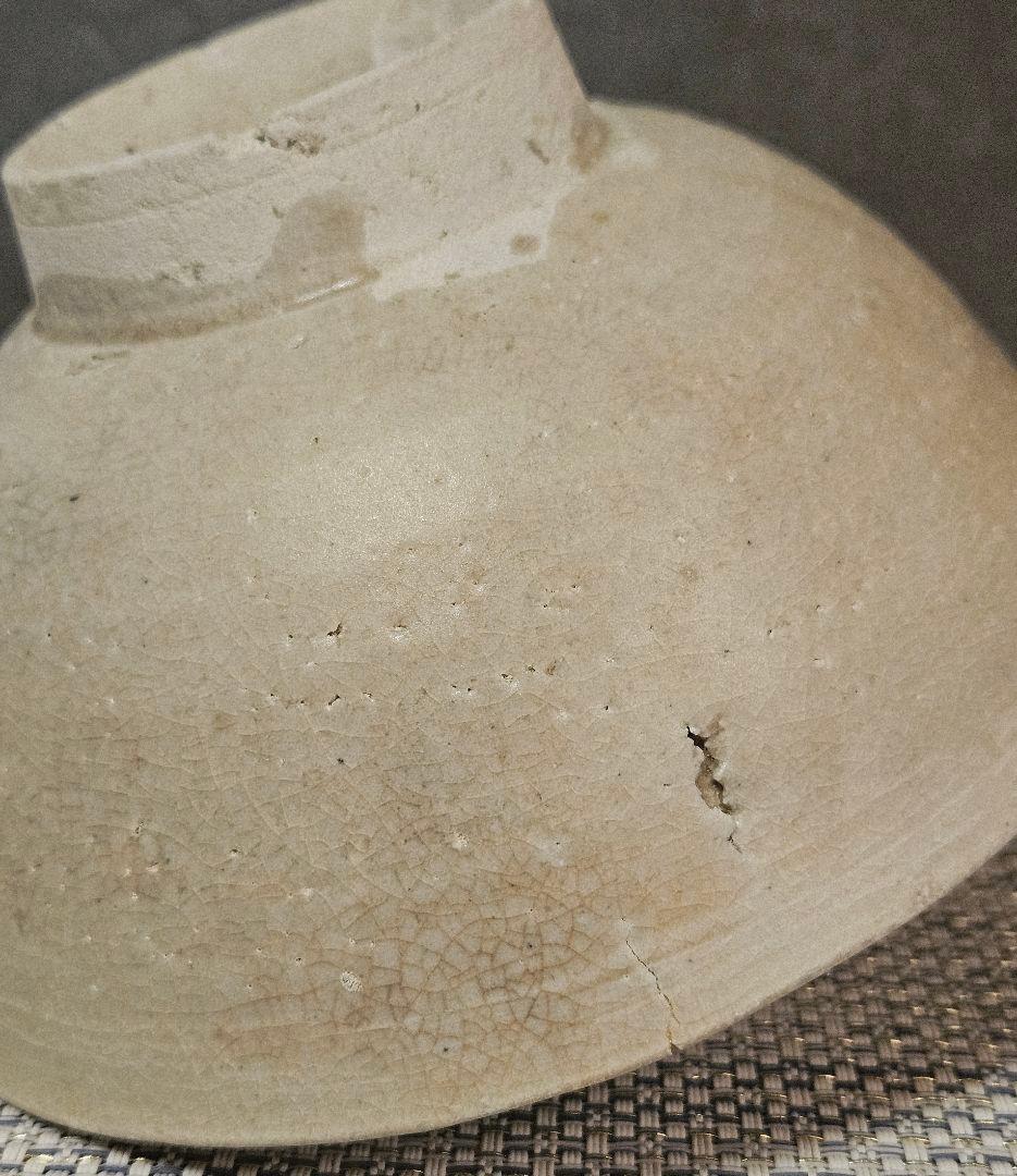 李氏朝鮮時代　李朝白磁　径約15.6cm碗　 茶碗　菓子鉢　茶道具　韓国古陶磁器