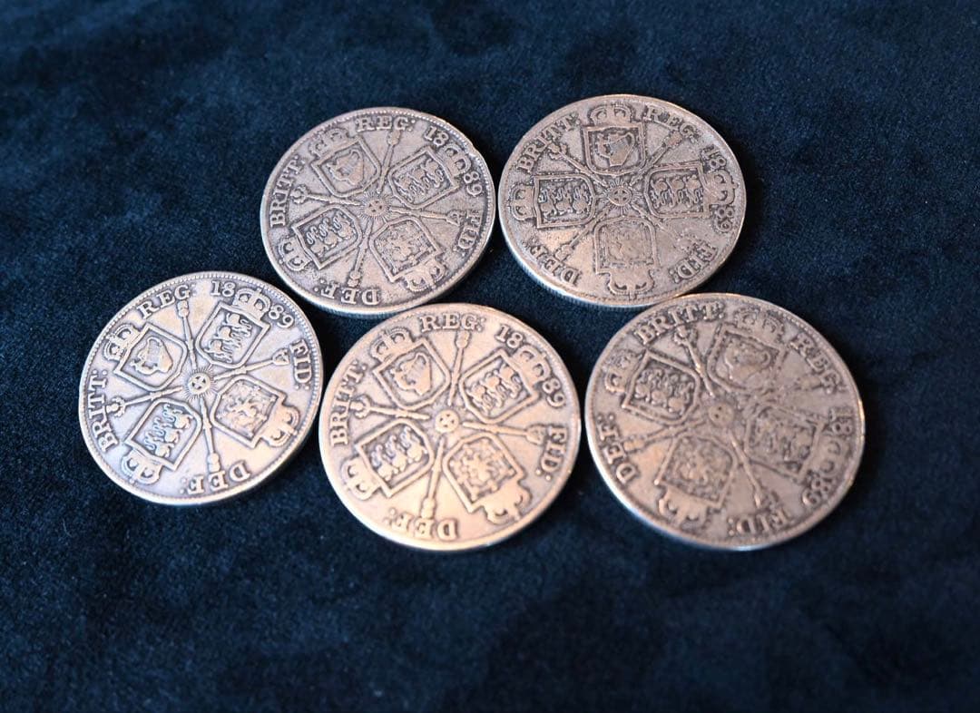 銀貨 ダブルフローリン 5枚 （マジック）　年号揃い