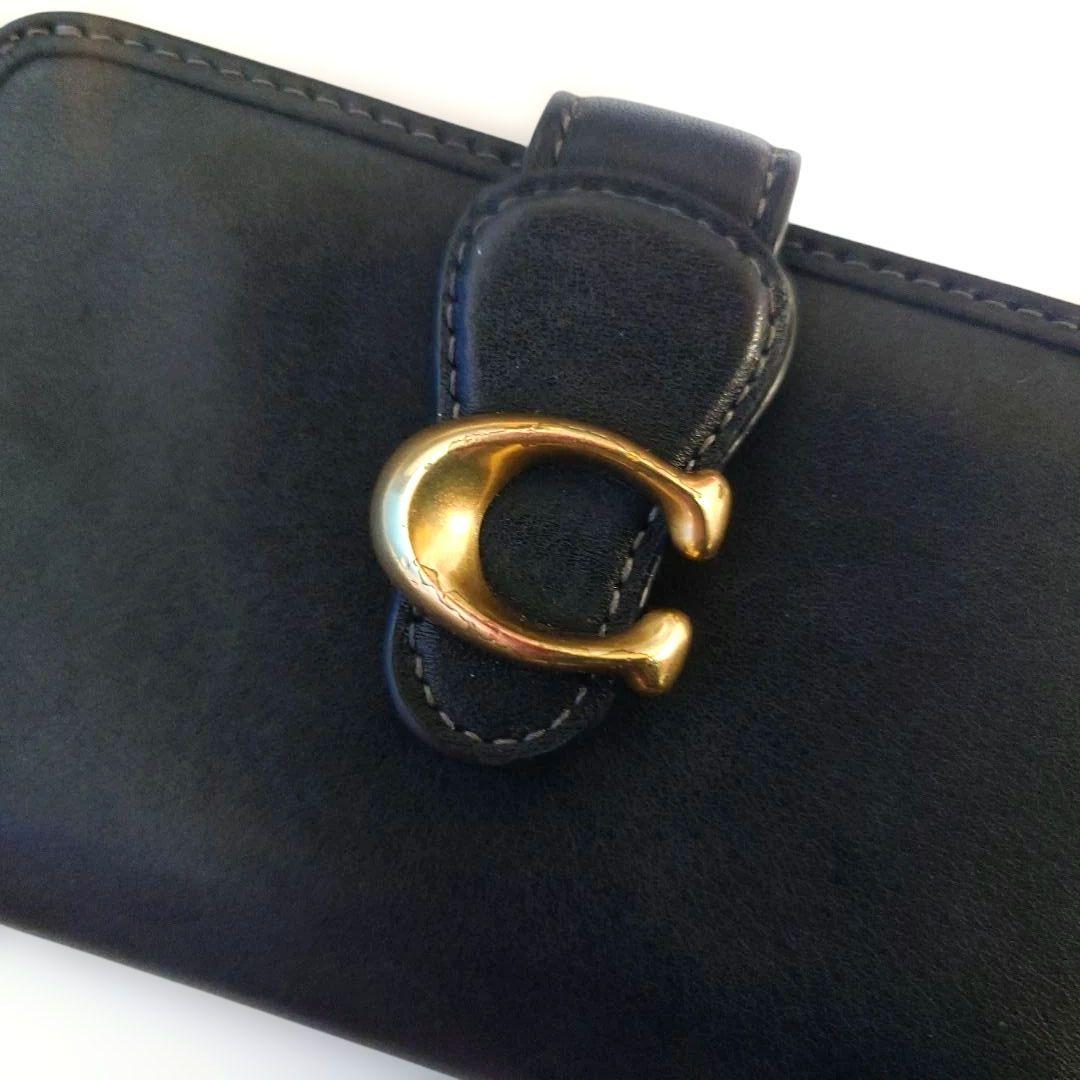 美品　COACH コーチ 二つ折り財布 タビー ミディアム ウォレット 　黒