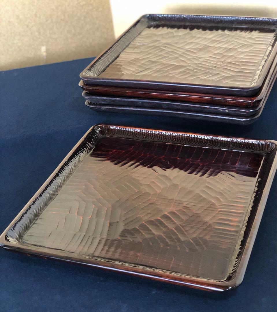 割引❗️《R》伝統工芸 讃岐彫 四方膳 讃岐膳5客 刳抜　251007あ7