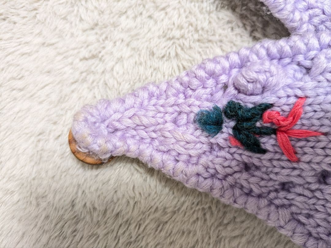 SIIILON 花柄刺繍 ニット帽　パープル