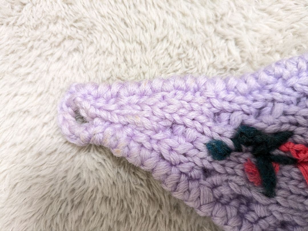 SIIILON 花柄刺繍 ニット帽　パープル