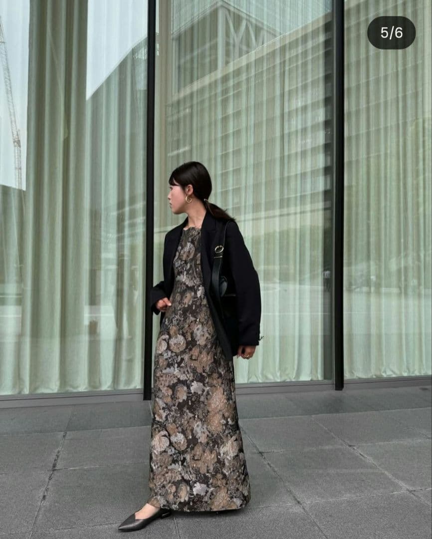 ジャガードドレス Mサイズ ブラウン