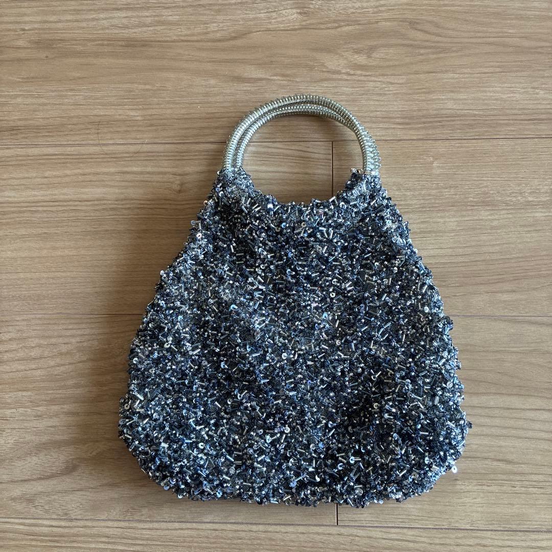 ANTEPRIMA シルバー系 ビーズ装飾 パーティーバッグ