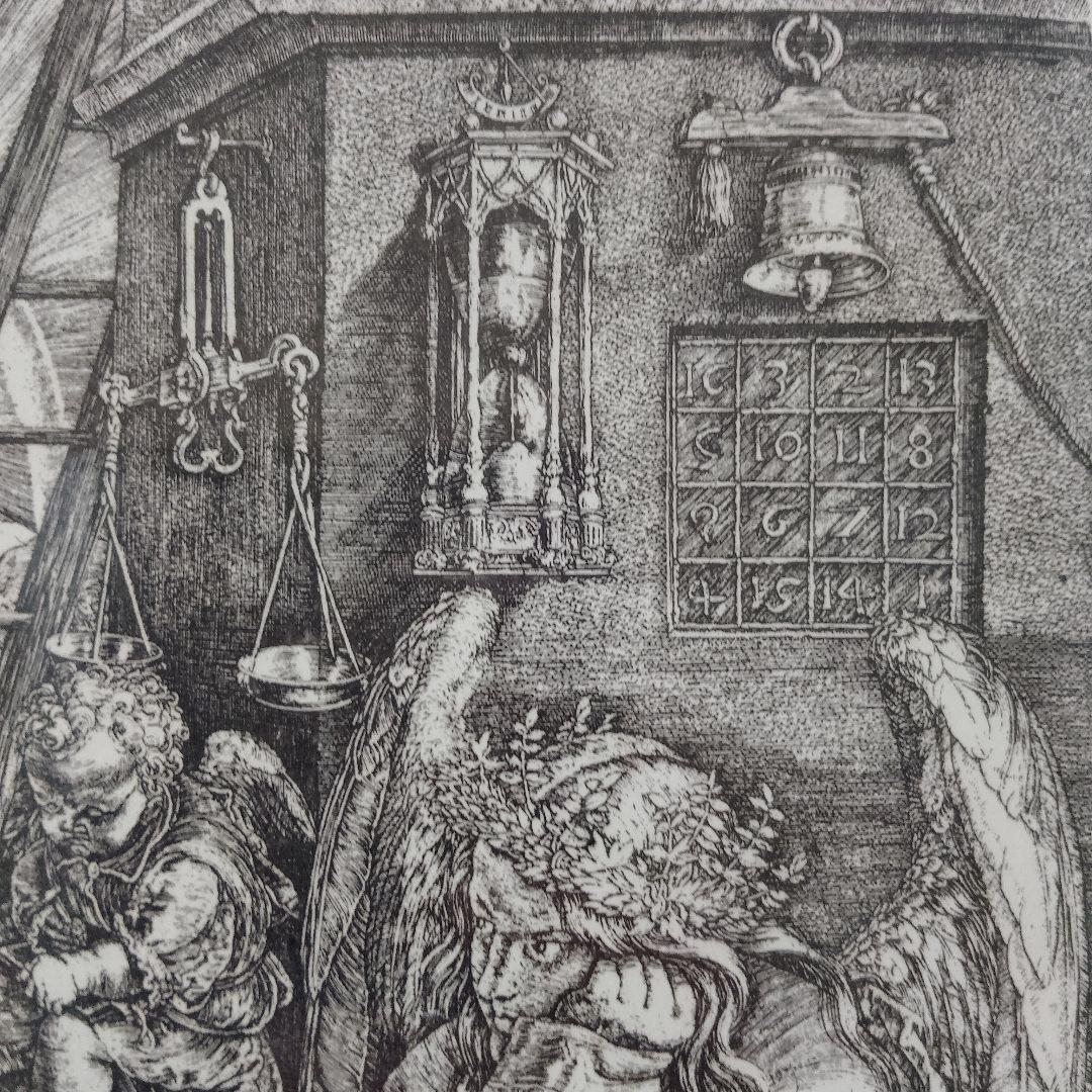 \"未使用\" アルブレヒト・デューラー 銅版画『メランコリア』ウコン布&共箱付