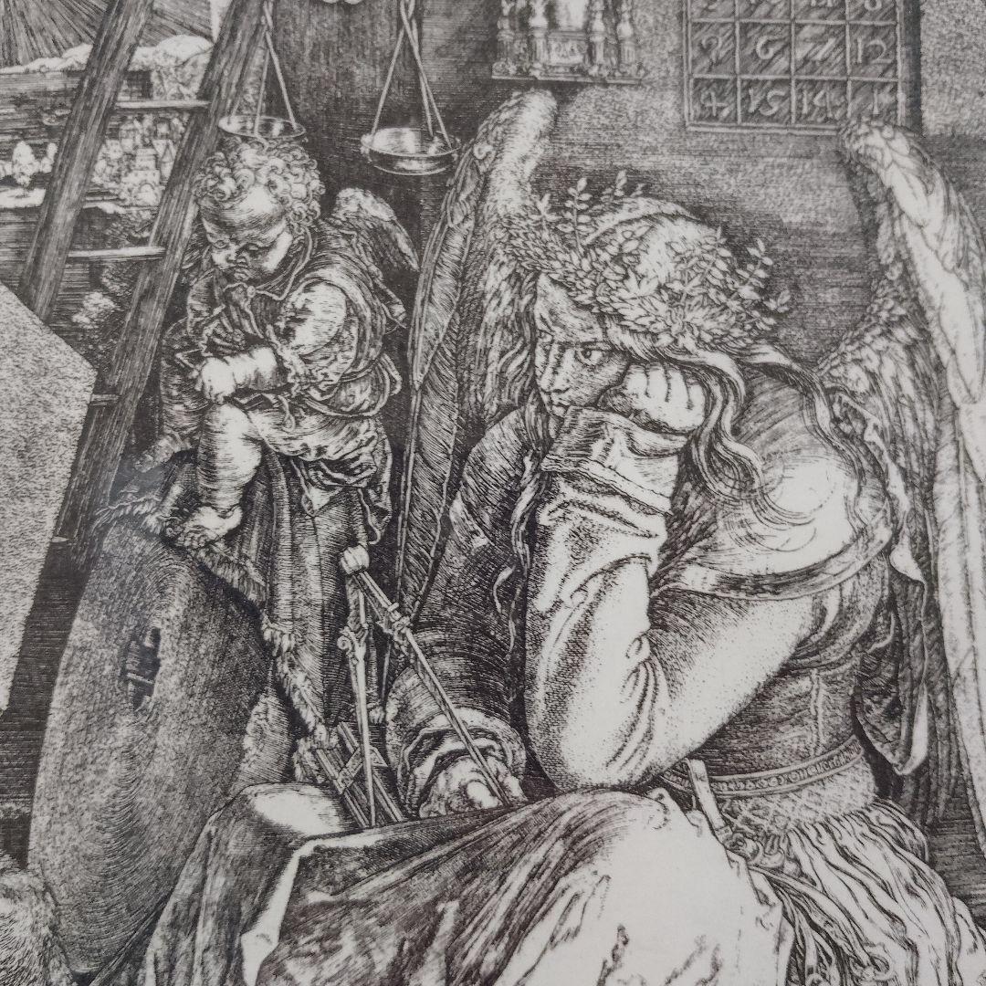 \"未使用\" アルブレヒト・デューラー 銅版画『メランコリア』ウコン布&共箱付