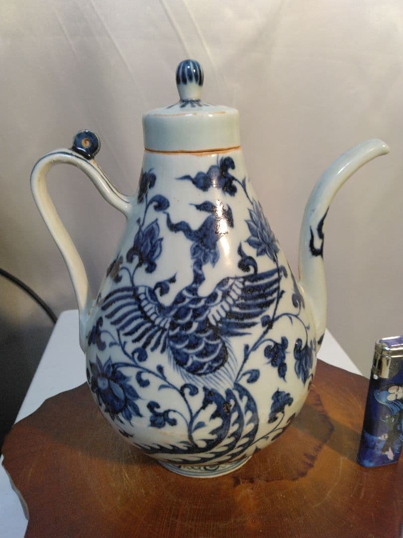 青白陶器 水差し 鳳凰デザイン