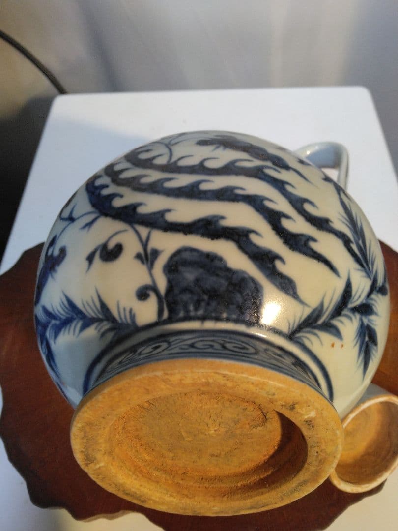 青白陶器 水差し 鳳凰デザイン