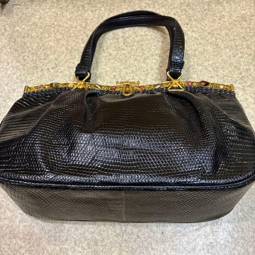 黒 リザード バッグ 皇室御用達 濱野 ハマノ