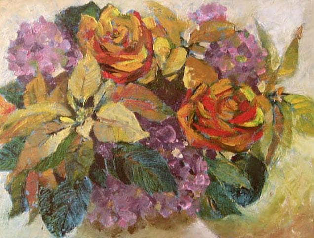 油絵 菅家令子 絵 絵画 インテリア 額付 (白）uF6-110202　花