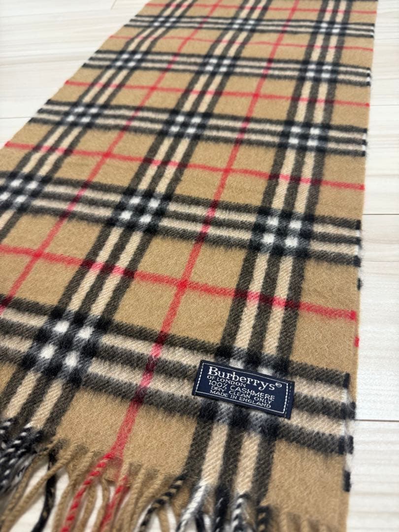 バーバリー　カシミヤ　マフラー　ベージュ　ノバチェック