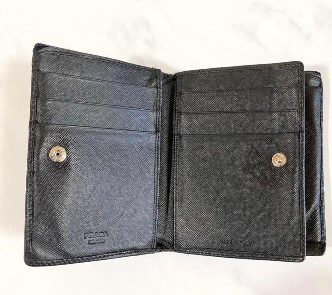 PRADA プラダ　サフィアーノ　レザー 二つ折り財布 ブラック