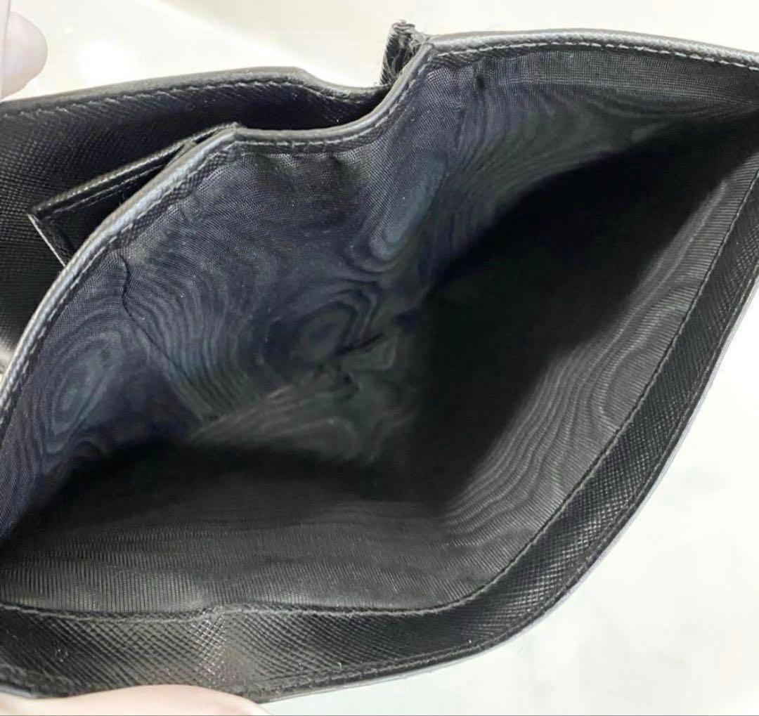 PRADA プラダ　サフィアーノ　レザー 二つ折り財布 ブラック