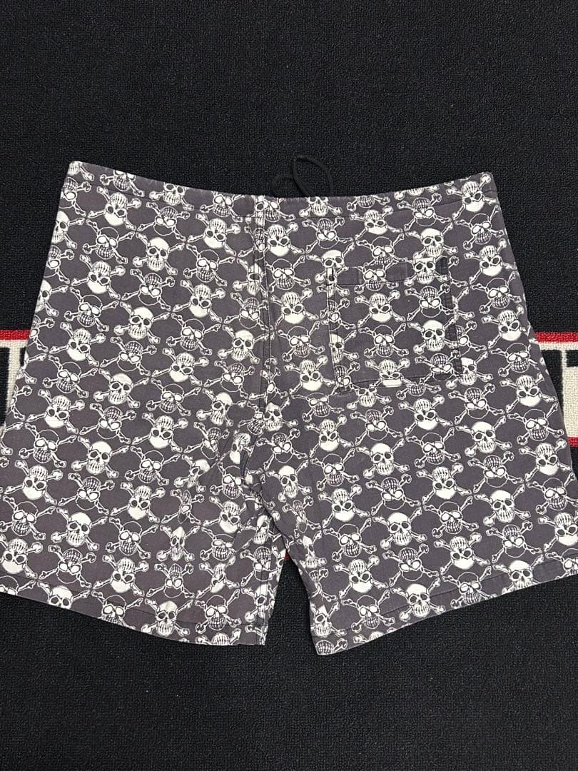 80’s当時物LIFE’S A BEACH パンクスカル柄ショーツ Lサイズ