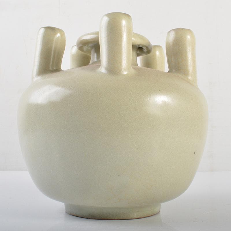 中国　天龍寺青磁　多口瓶　V　R6323B