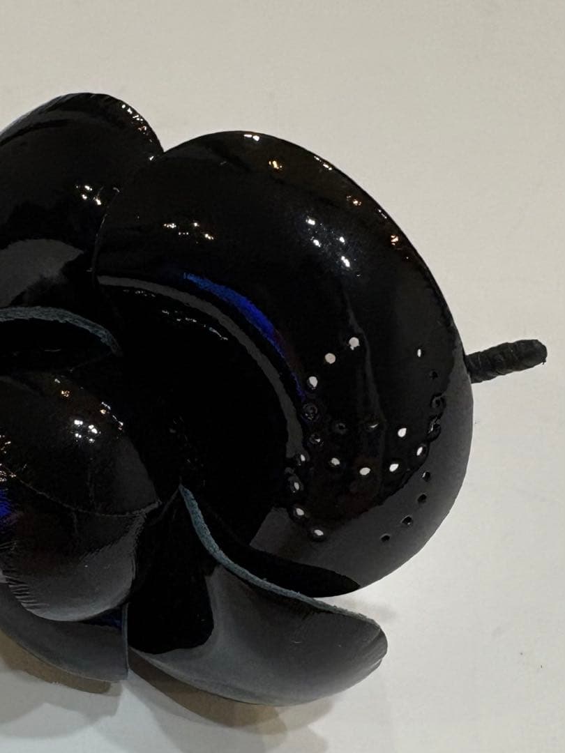 美品☆シャネル　カメリア 黒革コサージュ　ココマーク ロゴ　レザー　ヴィンテージ